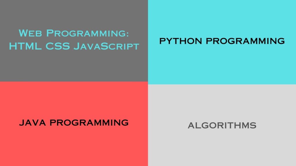 Web Programming, Java Programming, Python Programming, Algorithms